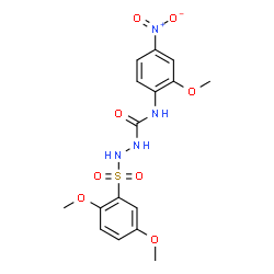 ChemSpider 2D Image | 2-[(2,5-Dimethoxyphenyl)sulfonyl]-N-(2-methoxy-4-nitrophenyl)hydrazinecarboxamide | C16H18N4O8S