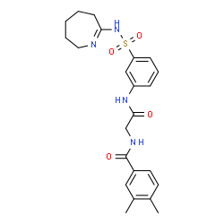 ChemSpider 2D Image | 3,4-Dimethyl-N-(2-oxo-2-{[3-(3,4,5,6-tetrahydro-2H-azepin-7-ylsulfamoyl)phenyl]amino}ethyl)benzamide | C23H28N4O4S