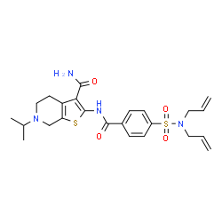 ChemSpider 2D Image | 2-{[4-(Diallylsulfamoyl)benzoyl]amino}-6-isopropyl-4,5,6,7-tetrahydrothieno[2,3-c]pyridine-3-carboxamide | C24H30N4O4S2
