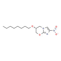 ChemSpider 2D Image | (6R)-2-Nitro-6-(octyloxy)-6,7-dihydro-5H-imidazo[2,1-b][1,3]oxazine | C14H23N3O4