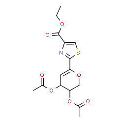 ChemSpider 2D Image | 3,4-Di-O-acetyl-1,5-anhydro-2-deoxy-1-[4-(ethoxycarbonyl)-1,3-thiazol-2-yl]pent-1-enitol | C15H17NO7S