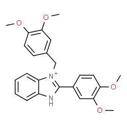 ChemSpider 2D Image | 3-(3,4-Dimethoxybenzyl)-2-(3,4-dimethoxyphenyl)-1H-3,1-benzimidazol-3-ium | C24H25N2O4