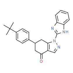 ChemSpider 2D Image | 1-(1H-benzo[d]imidazol-2-yl)-6-(4-tert-butylphenyl)-6,7-dihydro-1H-indazol-4(5H)-one | C24H24N4O