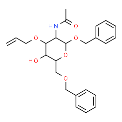 ChemSpider 2D Image | Benzyl 2-acetamido-3-O-allyl-6-O-benzyl-2-deoxyhexopyranoside | C25H31NO6