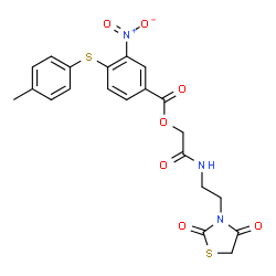 ChemSpider 2D Image | 2-{[2-(2,4-Dioxo-1,3-thiazolidin-3-yl)ethyl]amino}-2-oxoethyl 4-[(4-methylphenyl)sulfanyl]-3-nitrobenzoate | C21H19N3O7S2