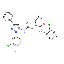 ChemSpider 2D Image | N~2~-[(2,4-Dichlorophenyl)carbamoyl]-N-[1-(3,4-dichlorophenyl)-3-phenyl-1H-pyrazol-5-yl]-N~2~-isobutylglycinamide | C28H25Cl4N5O2