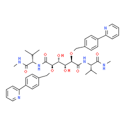 ChemSpider 2D Image | (2R,3R,4R,5R)-3,4-Dihydroxy-N,N'-bis[(2S)-3-methyl-1-(methylamino)-1-oxo-2-butanyl]-2,5-bis{[4-(2-pyridinyl)benzyl]oxy}hexanediamide | C42H52N6O8