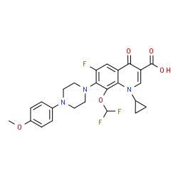 ChemSpider 2D Image | 1-Cyclopropyl-8-(difluoromethoxy)-6-fluoro-7-[4-(4-methoxyphenyl)-1-piperazinyl]-4-oxo-1,4-dihydro-3-quinolinecarboxylic acid | C25H24F3N3O5