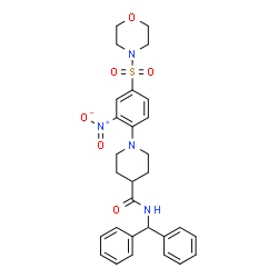 ChemSpider 2D Image | N-(Diphenylmethyl)-1-[4-(4-morpholinylsulfonyl)-2-nitrophenyl]-4-piperidinecarboxamide | C29H32N4O6S