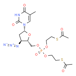 ChemSpider 2D Image | 3'-Azido-5'-O-{bis[2-(acetylsulfanyl)ethoxy]phosphoryl}-3'-deoxythymidine | C18H26N5O9PS2
