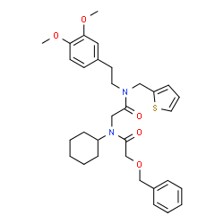 ChemSpider 2D Image | N~2~-[(Benzyloxy)acetyl]-N~2~-cyclohexyl-N-[2-(3,4-dimethoxyphenyl)ethyl]-N-(2-thienylmethyl)glycinamide | C32H40N2O5S