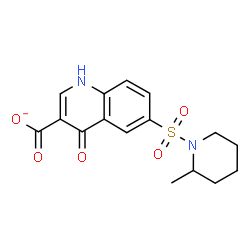 ChemSpider 2D Image | 6-[(2-Methyl-1-piperidinyl)sulfonyl]-4-oxo-1,4-dihydro-3-quinolinecarboxylate | C16H17N2O5S