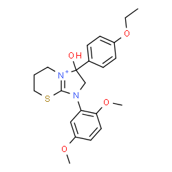 ChemSpider 2D Image | 1-(2,5-Dimethoxyphenyl)-3-(4-ethoxyphenyl)-3-hydroxy-1,2,3,5,6,7-hexahydroimidazo[2,1-b][1,3]thiazin-4-ium | C22H27N2O4S