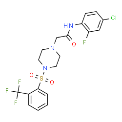 ChemSpider 2D Image | N-(4-Chloro-2-fluorophenyl)-2-(4-{[2-(trifluoromethyl)phenyl]sulfonyl}-1-piperazinyl)acetamide | C19H18ClF4N3O3S