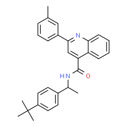 ChemSpider 2D Image | 2-(3-Methylphenyl)-N-{1-[4-(2-methyl-2-propanyl)phenyl]ethyl}-4-quinolinecarboxamide | C29H30N2O
