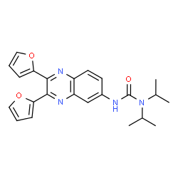 ChemSpider 2D Image | 3-[2,3-Di(2-furyl)-6-quinoxalinyl]-1,1-diisopropylurea | C23H24N4O3