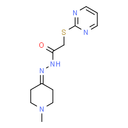 ChemSpider 2D Image | N'-(1-Methyl-4-piperidinylidene)-2-(2-pyrimidinylsulfanyl)acetohydrazide | C12H17N5OS