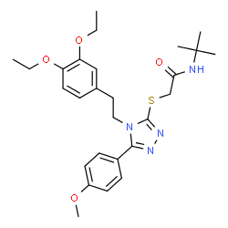 ChemSpider 2D Image | 2-({4-[2-(3,4-Diethoxyphenyl)ethyl]-5-(4-methoxyphenyl)-4H-1,2,4-triazol-3-yl}sulfanyl)-N-(2-methyl-2-propanyl)acetamide | C27H36N4O4S