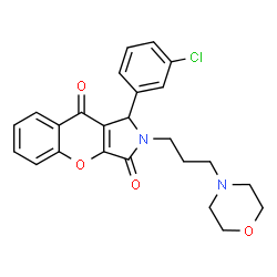 ChemSpider 2D Image | 1-(3-Chlorophenyl)-2-[3-(4-morpholinyl)propyl]-1,2-dihydrochromeno[2,3-c]pyrrole-3,9-dione | C24H23ClN2O4