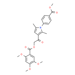 ChemSpider 2D Image | 2-{1-[4-(Methoxycarbonyl)phenyl]-2,5-dimethyl-1H-pyrrol-3-yl}-2-oxoethyl 2,4,5-trimethoxybenzoate | C26H27NO8