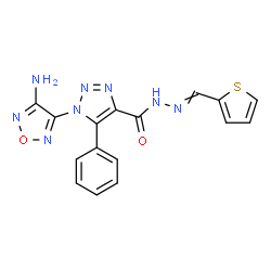 ChemSpider 2D Image | 1-(4-Amino-1,2,5-oxadiazol-3-yl)-5-phenyl-N'-(2-thienylmethylene)-1H-1,2,3-triazole-4-carbohydrazide | C16H12N8O2S