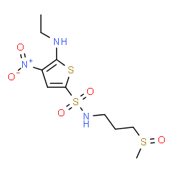ChemSpider 2D Image | 5-(Ethylamino)-N-[3-(methylsulfinyl)propyl]-4-nitro-2-thiophenesulfonamide | C10H17N3O5S3