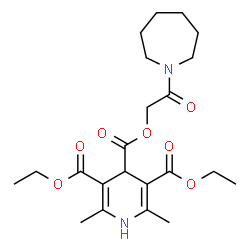 ChemSpider 2D Image | 4-[2-(1-Azepanyl)-2-oxoethyl] 3,5-diethyl 2,6-dimethyl-1,4-dihydro-3,4,5-pyridinetricarboxylate | C22H32N2O7