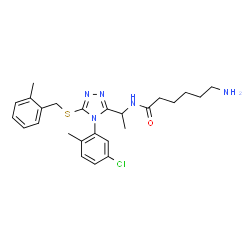 ChemSpider 2D Image | 6-Amino-N-(1-{4-(5-chloro-2-methylphenyl)-5-[(2-methylbenzyl)sulfanyl]-4H-1,2,4-triazol-3-yl}ethyl)hexanamide | C25H32ClN5OS