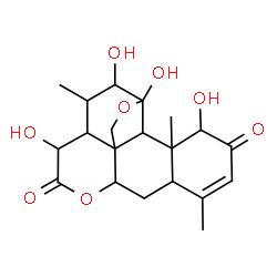 ChemSpider 2D Image | 1,11,12,15-Tetrahydroxy-11,20-epoxypicras-3-ene-2,16-dione | C20H26O8