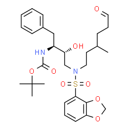 ChemSpider 2D Image | 2-Methyl-2-propanyl {(2S,3R)-4-[(1,3-benzodioxol-4-ylsulfonyl)(3-methyl-6-oxohexyl)amino]-3-hydroxy-1-phenyl-2-butanyl}carbamate | C29H40N2O8S