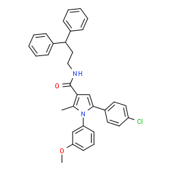 ChemSpider 2D Image | 5-(4-Chlorophenyl)-N-(3,3-diphenylpropyl)-1-(3-methoxyphenyl)-2-methyl-1H-pyrrole-3-carboxamide | C34H31ClN2O2