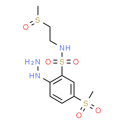 ChemSpider 2D Image | 2-Hydrazino-N-[2-(methylsulfinyl)ethyl]-5-(methylsulfonyl)benzenesulfonamide | C10H17N3O5S3