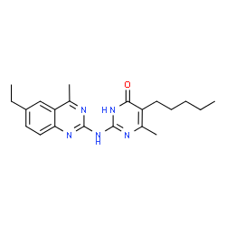 ChemSpider 2D Image | 2-[(6-Ethyl-4-methyl-2-quinazolinyl)amino]-6-methyl-5-pentyl-4(1H)-pyrimidinone | C21H27N5O
