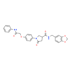 ChemSpider 2D Image | 1-[4-(2-Anilino-2-oxoethoxy)phenyl]-N-(1,3-benzodioxol-5-ylmethyl)-5-oxo-3-pyrrolidinecarboxamide | C27H25N3O6