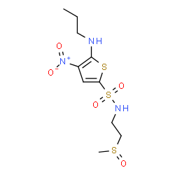 ChemSpider 2D Image | N-[2-(Methylsulfinyl)ethyl]-4-nitro-5-(propylamino)-2-thiophenesulfonamide | C10H17N3O5S3