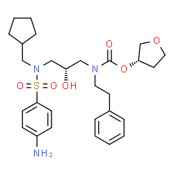 ChemSpider 2D Image | (3S)-Tetrahydro-3-furanyl [(2S)-3-{[(4-aminophenyl)sulfonyl](cyclopentylmethyl)amino}-2-hydroxypropyl](2-phenylethyl)carbamate | C28H39N3O6S