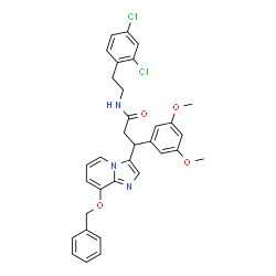 ChemSpider 2D Image | 3-[8-(Benzyloxy)imidazo[1,2-a]pyridin-3-yl]-N-[2-(2,4-dichlorophenyl)ethyl]-3-(3,5-dimethoxyphenyl)propanamide | C33H31Cl2N3O4