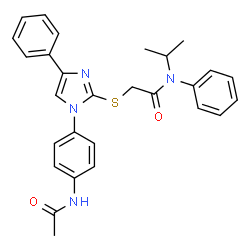 ChemSpider 2D Image | 2-{[1-(4-Acetamidophenyl)-4-phenyl-1H-imidazol-2-yl]sulfanyl}-N-isopropyl-N-phenylacetamide | C28H28N4O2S