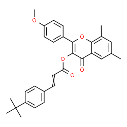 ChemSpider 2D Image | 2-(4-Methoxyphenyl)-6,8-dimethyl-4-oxo-4H-chromen-3-yl 3-[4-(2-methyl-2-propanyl)phenyl]acrylate | C31H30O5