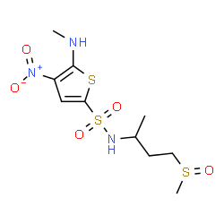 ChemSpider 2D Image | 5-(Methylamino)-N-[4-(methylsulfinyl)-2-butanyl]-4-nitro-2-thiophenesulfonamide | C10H17N3O5S3
