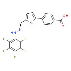 ChemSpider 2D Image | 4-(5-{[(Pentafluorophenyl)hydrazono]methyl}-2-furyl)benzoic acid | C18H9F5N2O3