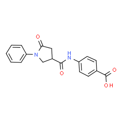 ChemSpider 2D Image | 4-(5-OXO-1-PHENYLPYRROLIDINE-3-AMIDO)BENZOIC ACID | C18H16N2O4