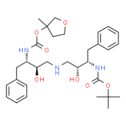 ChemSpider 2D Image | 2-Methyl-2-propanyl 3-methyltetrahydro-3-furanyl {iminobis[(2S,3R)-3-hydroxy-1-phenyl-4,2-butanediyl]}biscarbamate | C31H45N3O7