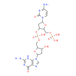 ChemSpider 2D Image | [5-(2-amino-6-oxo-3H-purin-9-yl)-3-hydroxy-tetrahydrofuran-2-yl]methyl [5-(4-amino-2-oxo-pyrimidin-1-yl)-2-(phosphonooxymethyl)tetrahydrofuran-3-yl] hydrogen phosphate | C19H26N8O13P2