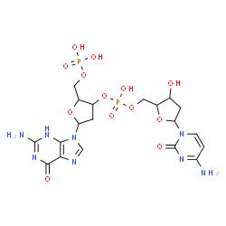 ChemSpider 2D Image | [5-(2-amino-6-oxo-3H-purin-9-yl)-2-(phosphonooxymethyl)tetrahydrofuran-3-yl] [5-(4-amino-2-oxo-pyrimidin-1-yl)-3-hydroxy-tetrahydrofuran-2-yl]methyl hydrogen phosphate | C19H26N8O13P2