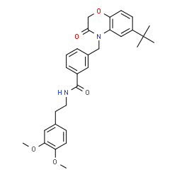 ChemSpider 2D Image | N-[2-(3,4-Dimethoxyphenyl)ethyl]-3-{[6-(2-methyl-2-propanyl)-3-oxo-2,3-dihydro-4H-1,4-benzoxazin-4-yl]methyl}benzamide | C30H34N2O5