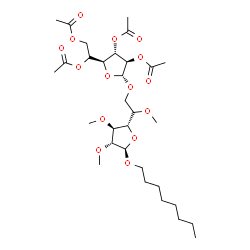 ChemSpider 2D Image | Octyl 2,3,5-tri-O-methyl-6-O-(2,3,5,6-tetra-O-acetyl-alpha-L-altrofuranosyl)-beta-D-galactofuranoside | C31H52O15