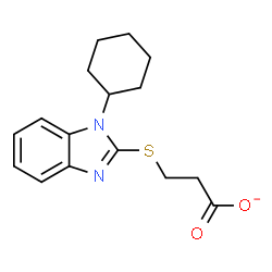 ChemSpider 2D Image | 3-[(1-Cyclohexyl-1H-benzimidazol-2-yl)sulfanyl]propanoate | C16H19N2O2S