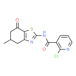 ChemSpider 2D Image | 2-Chloro-N-(5-methyl-7-oxo-4,5,6,7-tetrahydro-1,3-benzothiazol-2-yl)nicotinamide | C14H12ClN3O2S