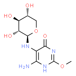 ChemSpider 2D Image | N-(6-Amino-2-methoxy-4-oxo-1,4-dihydro-5-pyrimidinyl)-beta-D-xylopyranosylamine | C10H16N4O6